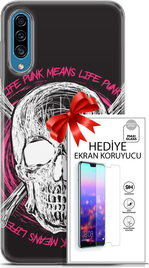 Samsung Galaxy A30S Kılıf Orijinal Seri Punky 10 Punk Kurukafa Full Hd Kılıf + Ekran Koruyucu