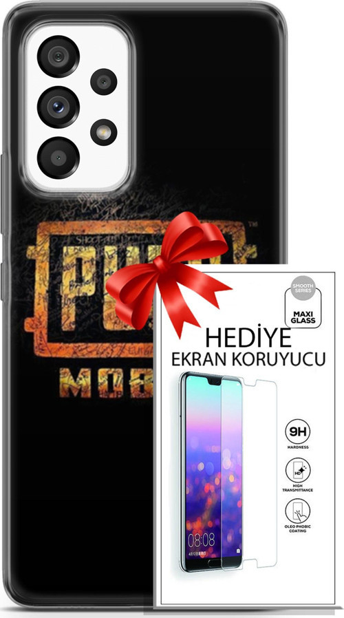Samsung Galaxy A53 5G Kılıf Orijinal Seri Pubg 14 Logo Cover Kılıf + Ön Ekran Koruyucu