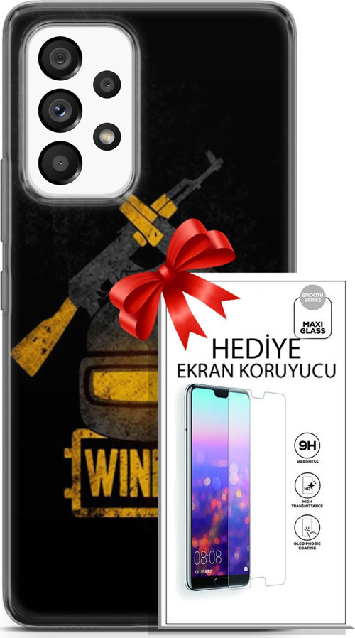 Samsung Galaxy A53 5G Kılıf Orijinal Seri Pubg 15 Winner Kalın Silikon + Ekran Koruyucu