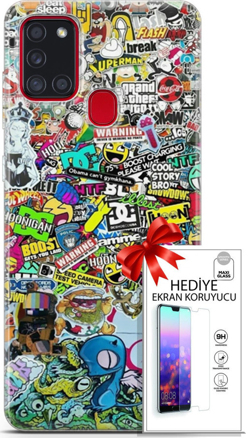 Samsung Galaxy A21S Kılıf Orijinal Seri Bounce 05 Katie Ward Koruma Kılıfı + Ekran Koruyucu