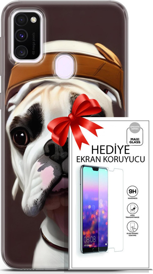 Samsung Galaxy M21 Kılıf Orijinal Seri Dogs 26 Mastiff Soft Kapak + Ekran Koruyucu