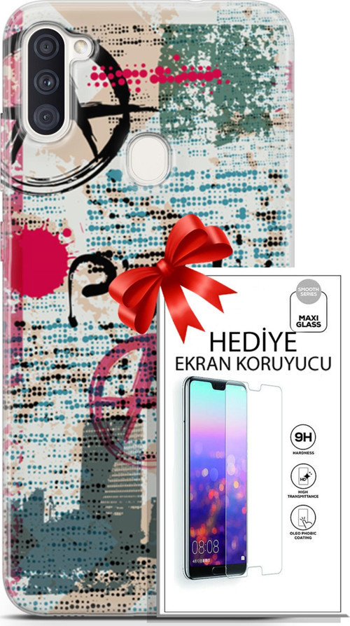 Samsung Galaxy M11 Kılıf Orijinal Seri Punky 12 Punk Duvar Yazıları Tasarım Kılıf + Ekran Koruyucu