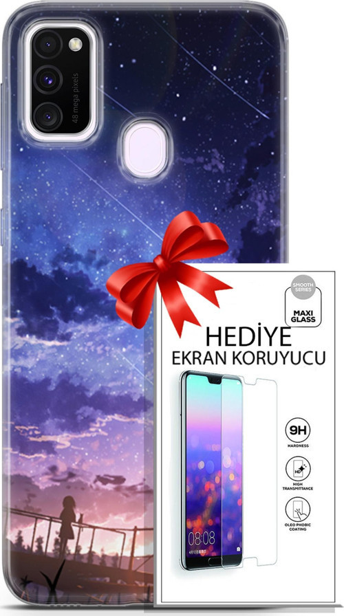 Samsung Galaxy M21 Kılıf Orijinal Seri Fantasy 09 Kayan Yıldızlar Uv Kılıf Ve Ekran Koruyucu