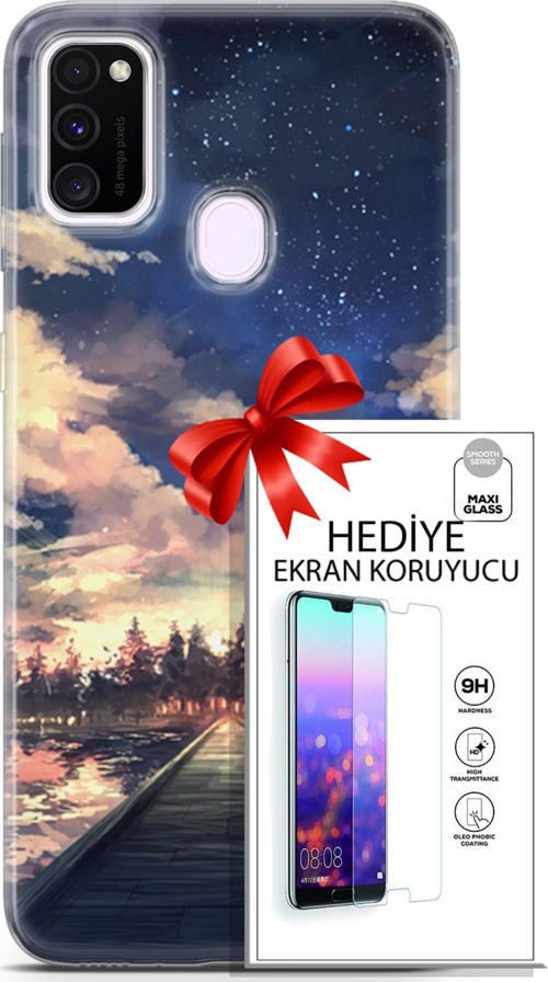 Samsung Galaxy M21 Kılıf Orijinal Seri Fantasy 22 Sonsuz Yol Kap + Ekran Koruyucu