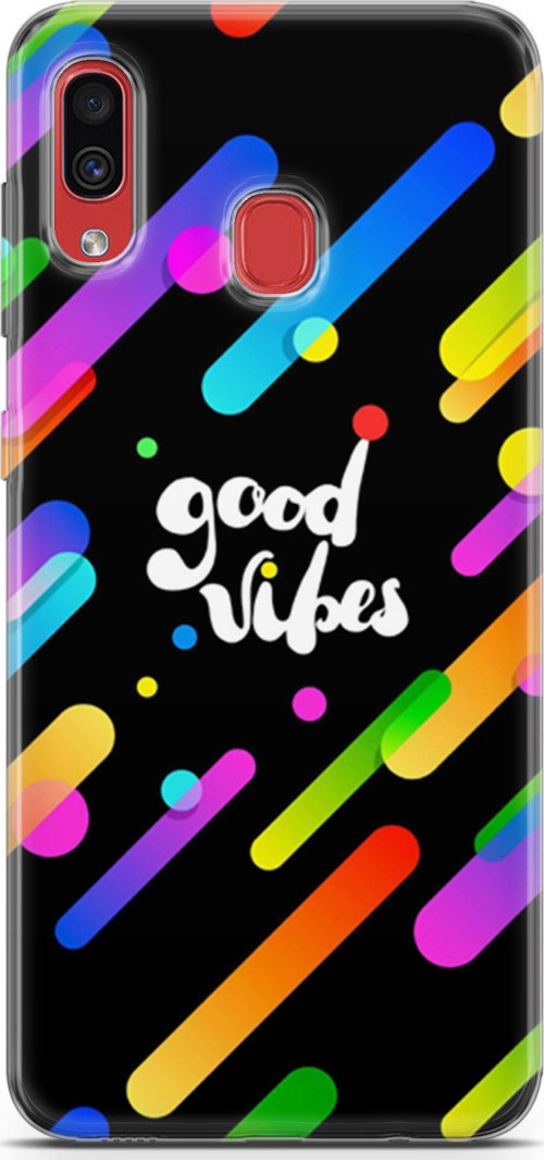 Samsung Galaxy A30 Kılıf Orijinal Seri Typo 27 Good Vibes Lazer Kesim Silikon