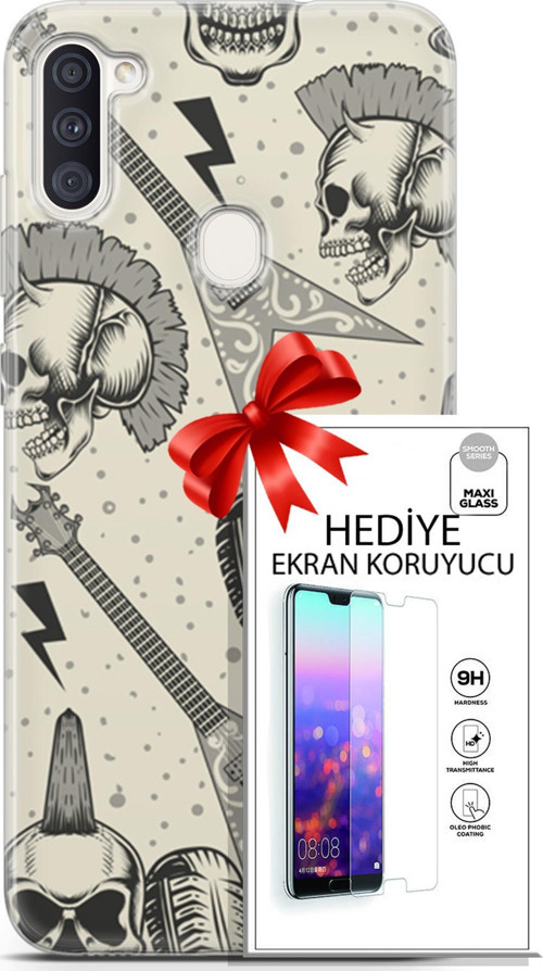 Samsung Galaxy M11 Kılıf Orijinal Seri Punky 20 Trash Punk Renkli Kılıf Ekran Koruyucu