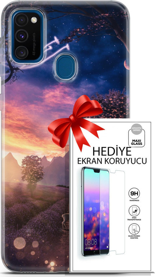 Samsung Galaxy M30S Kılıf Orijinal Seri Fantasy 15 Keçi Kalın Silikon + Ekran Koruyucu