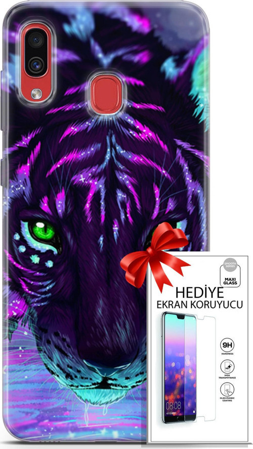 Samsung Galaxy A30 Kılıf Orijinal Seri Algorand 16 Pembe Neon Hediyelik Kılıf Ve Ekran Koruyucu