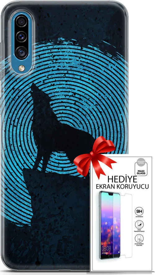 Samsung Galaxy A30S Kılıf Orijinal Seri Algorand 05 Parmak İzi Kurt Koruma Kılıfı + Ekran Koruyucu
