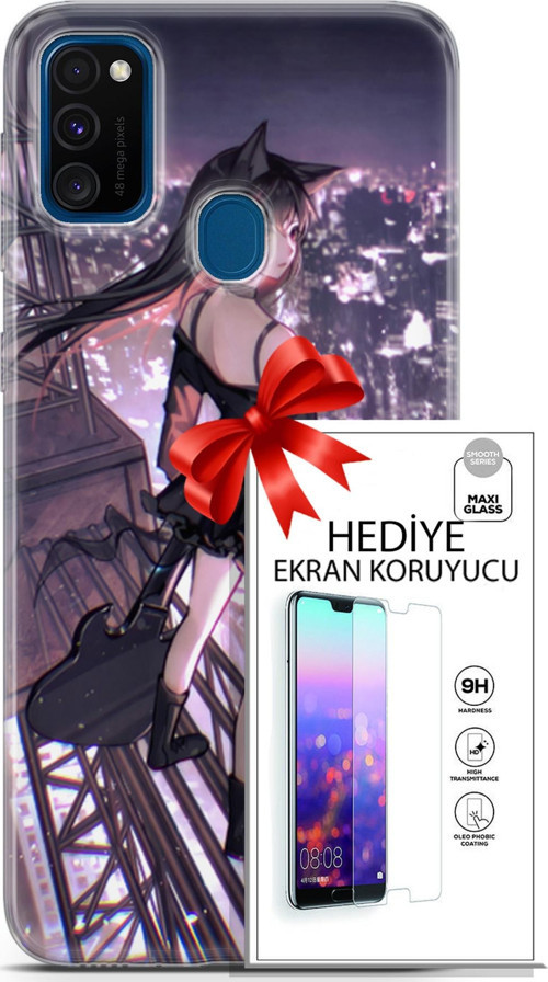 Samsung Galaxy M30S Kılıf Orijinal Seri Fantasy 20 Anime Çatıda Renkli Kılıf Ekran Koruyucu