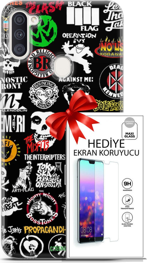 Samsung Galaxy M11 Kılıf Orijinal Seri Punky 29 Armalar Leke Tutmaz Kapak + Ekran Koruyucu