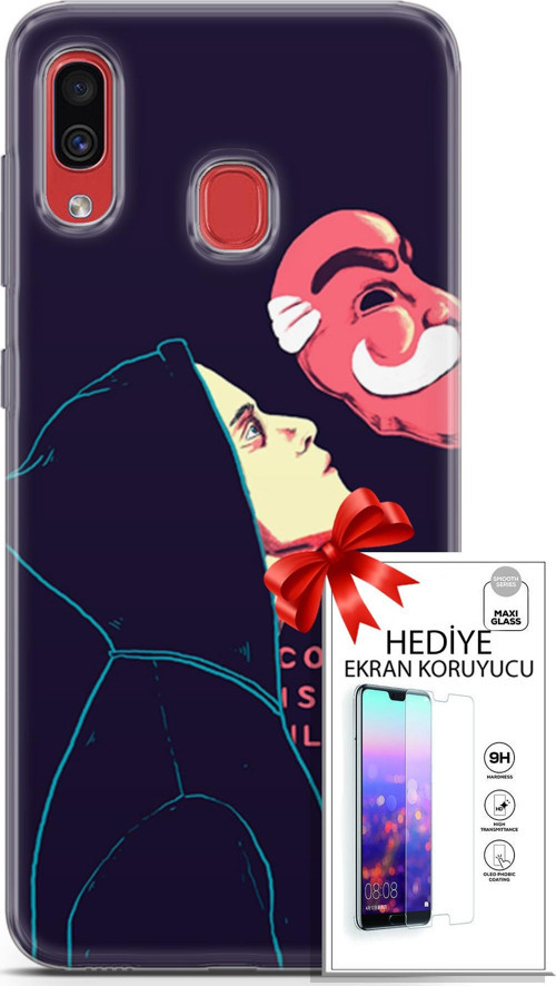 Samsung Galaxy A30 Kılıf Orijinal Seri Algorand 18 Illusion Parlak Kılıf + Ekran Koruyucu Full Koruma