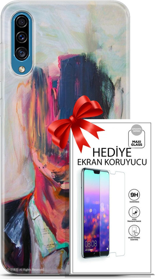 Samsung Galaxy A30S Kılıf Orijinal Seri Soul 22 Acivert Pembe Kap + Ekran Koruyucu