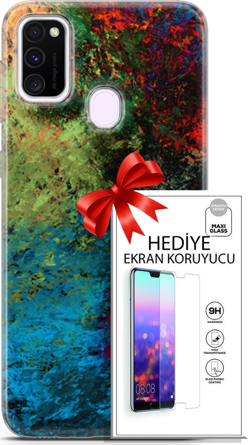 Samsung Galaxy M21 Kılıf Orijinal Seri Nature 16 Tuval Hediyelik Kılıf Ve Ekran Koruyucu
