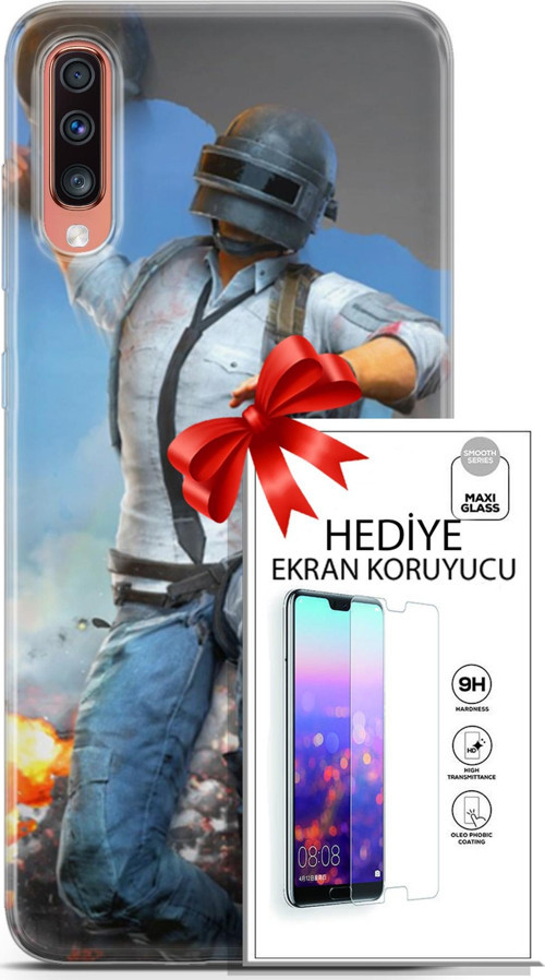 Samsung Galaxy A70 Kılıf Orijinal Seri Pubg 01 Action Figur Telefon Kılıfı + Ekran Koruyucu
