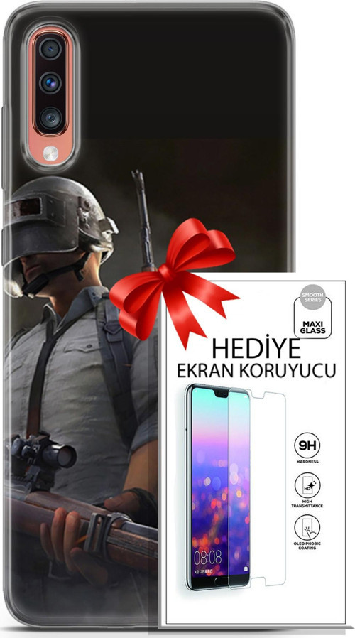 Samsung Galaxy A70 Kılıf Orijinal Seri Pubg 02 Battlegrounds Kapak Ve Ekran Koruyucu