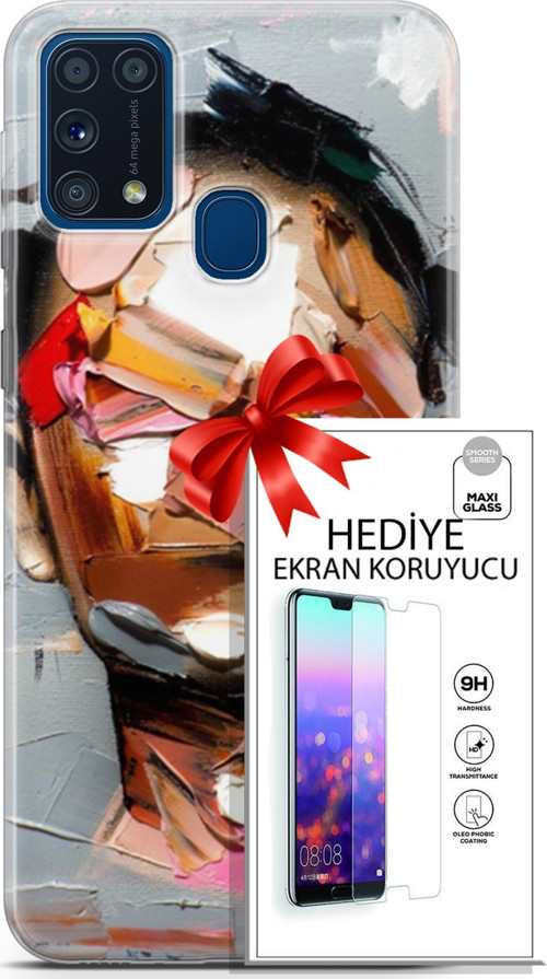 Samsung Galaxy M31 Kılıf Orijinal Seri Soul 01 Suratsız Telefon Kılıfı + Ekran Koruyucu