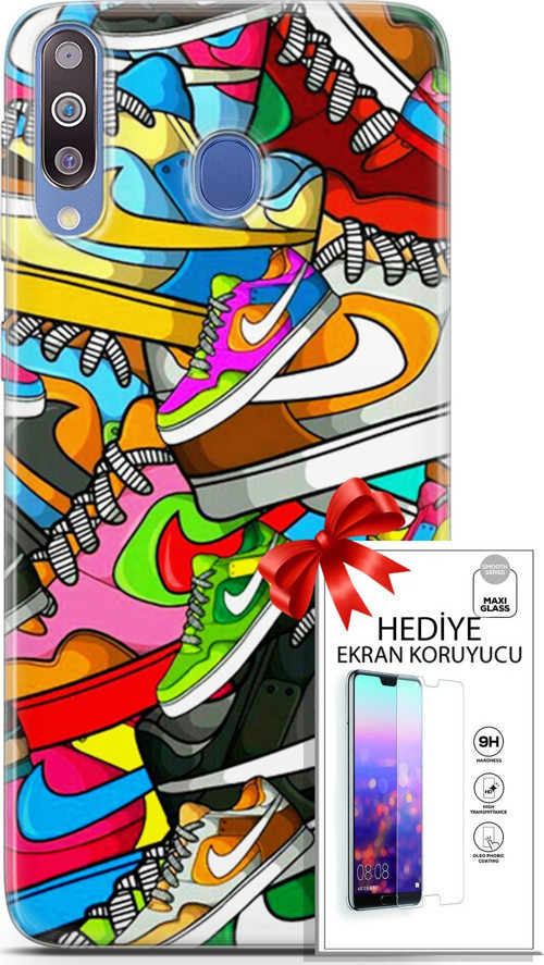 Samsung Galaxy M30 Kılıf Orijinal Seri Bounce 25 Jess Dawson Soyulmayan Kılıf + Ekran Koruyucu Full