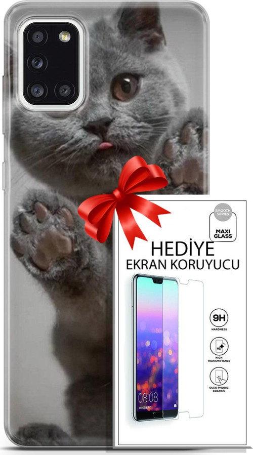 Samsung Galaxy A31 Kılıf Orijinal Seri Scotish-British 10 Yavru Scottish Full Hd Kılıf + Ekran Koruyucu