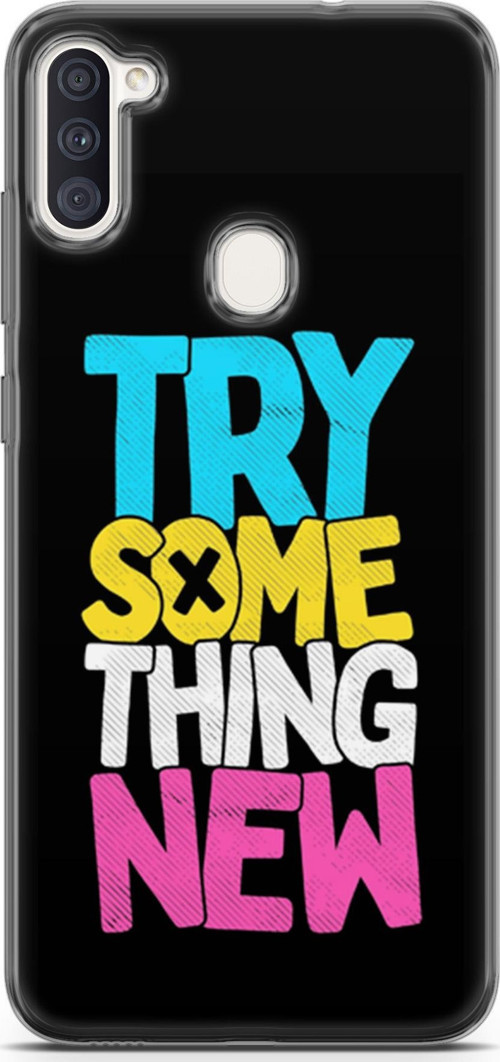 Samsung Galaxy M11 Kılıf Orijinal Seri Typo 01 Try Some Thing New Telefon Kılıfı