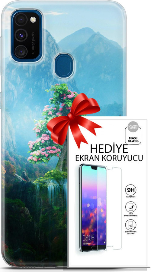 Samsung Galaxy M30S Kılıf Orijinal Seri Neo 29 Red Hood Leke Tutmaz Kapak + Ekran Koruyucu