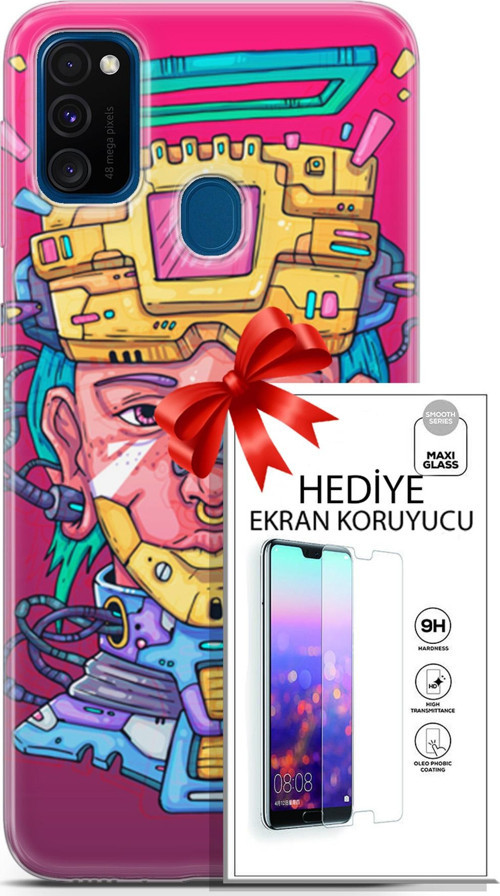Samsung Galaxy M30S Kılıf Orijinal Seri Punky 02 Robotica Kapak Ve Ekran Koruyucu