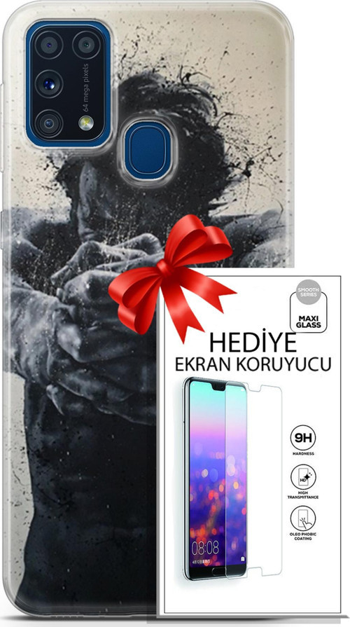 Samsung Galaxy M31 Kılıf Orijinal Seri Soul 28 Yumruk İz Bırakmayan Kılıf + Ön Ekran Koruyucu