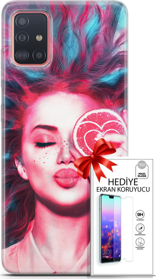 Samsung Galaxy A51 Kılıf Orijinal Seri Algorand 08 Greyfurt Baskılı Kılıf + Ekran Koruyucu