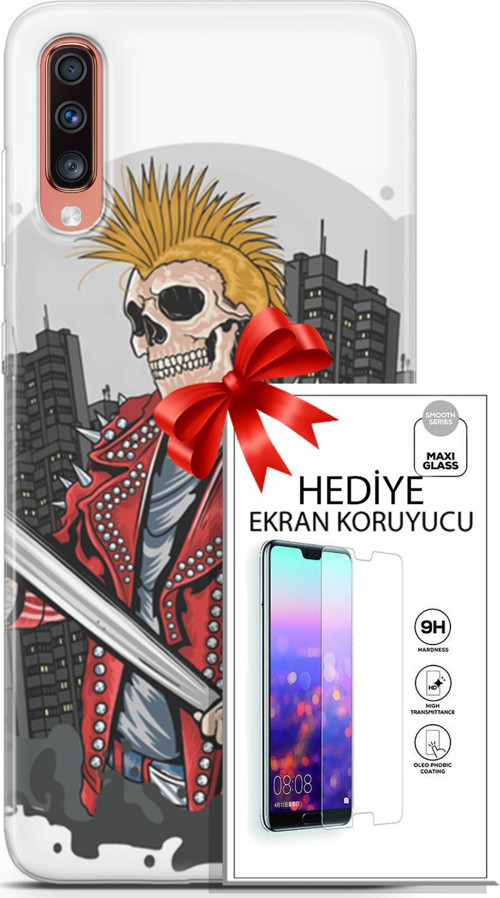 Samsung Galaxy A70 Kılıf Orijinal Seri Punky 08 Punk Serseri Baskılı Kılıf + Ekran Koruyucu