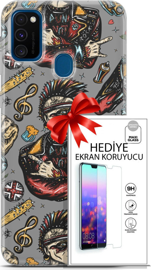 Samsung Galaxy M30S Kılıf Orijinal Seri Punky 24 Heavy Metal Darbe Emici Kılıf + Ekran Koruyucu