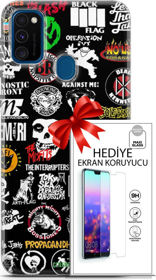 Samsung Galaxy M30S Kılıf Orijinal Seri Punky 29 Armalar Leke Tutmaz Kapak + Ekran Koruyucu
