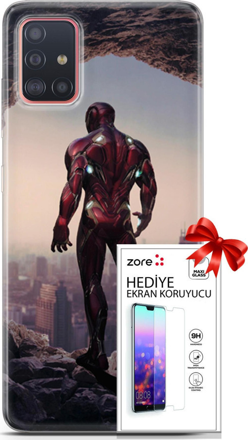 Samsung Galaxy A51 Kılıf Orijinal Seri Supers 02 Iron Man Kapak Ve Ekran Koruyucu