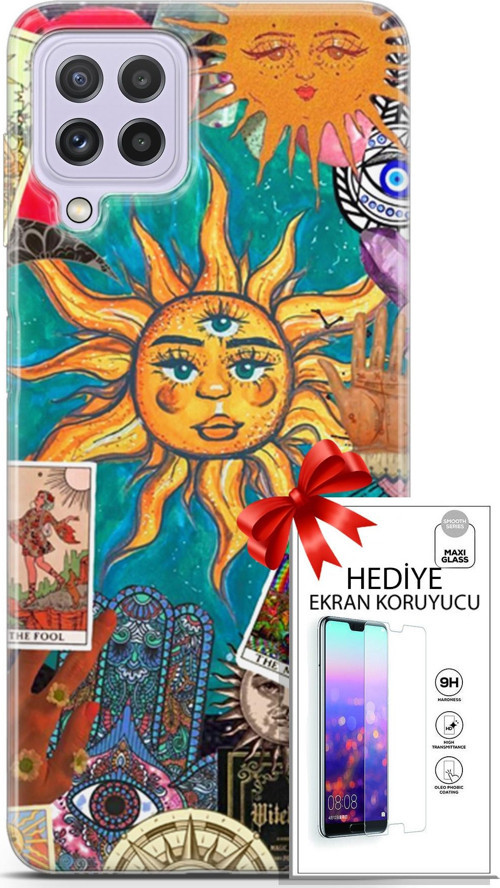 Samsung Galaxy M32 Kılıf Orijinal Seri Bounce 08 Elodie Edwards Baskılı Kılıf + Ekran Koruyucu