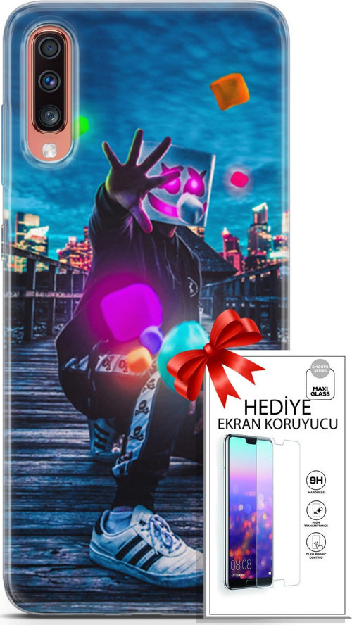 Samsung Galaxy A70 Kılıf Orijinal Seri Algorand 10 Köprü Full Hd Kılıf + Ekran Koruyucu