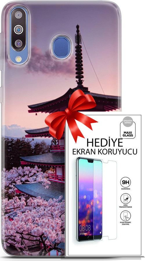 Samsung Galaxy M30 Kılıf Orijinal Seri Fantasy 04 Arakurayama Sengen Silikon Kılıf + Ekran Koruyucu