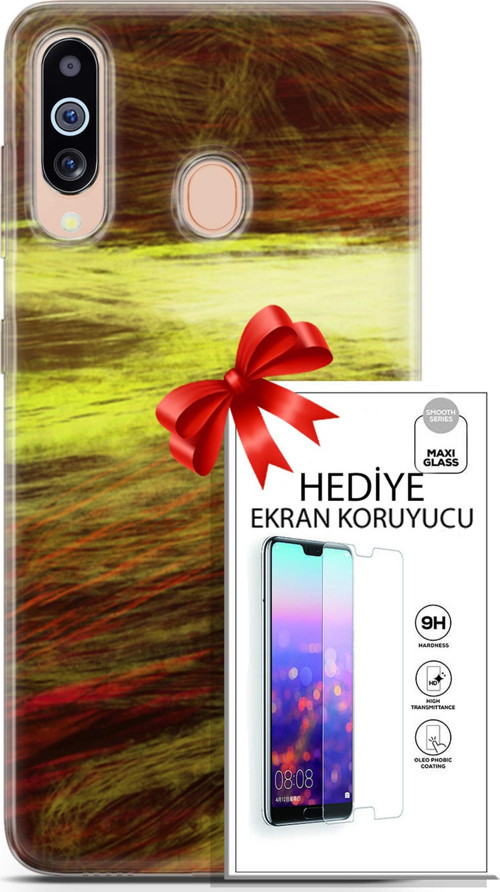 Samsung Galaxy M40 Kılıf Orijinal Seri Nature 23 Sarı Turuncu Telefon Kabı Ve Ekran Koruyucu