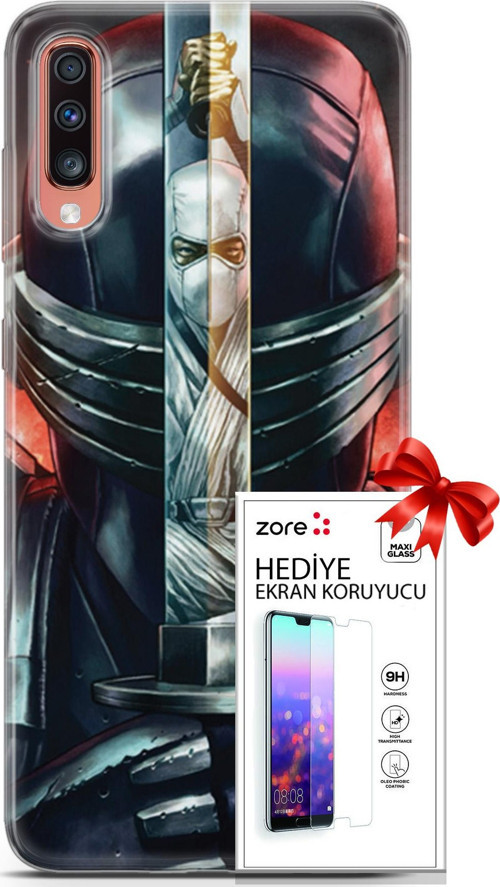 Samsung Galaxy A70 Kılıf Orijinal Seri Supers 08 Snake Eyes Baskılı Kılıf + Ekran Koruyucu