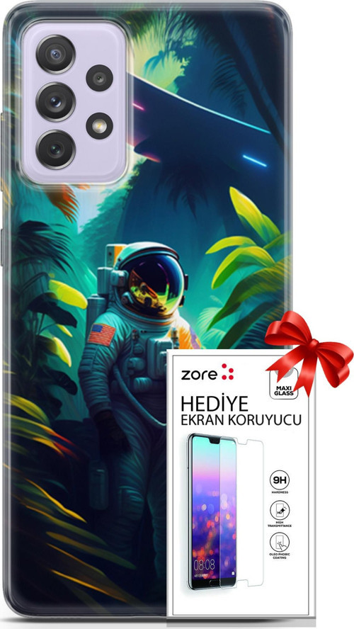 Samsung Galaxy A52 Kılıf Orijinal Seri Supers 10 Astronot Full Hd Kılıf + Ekran Koruyucu