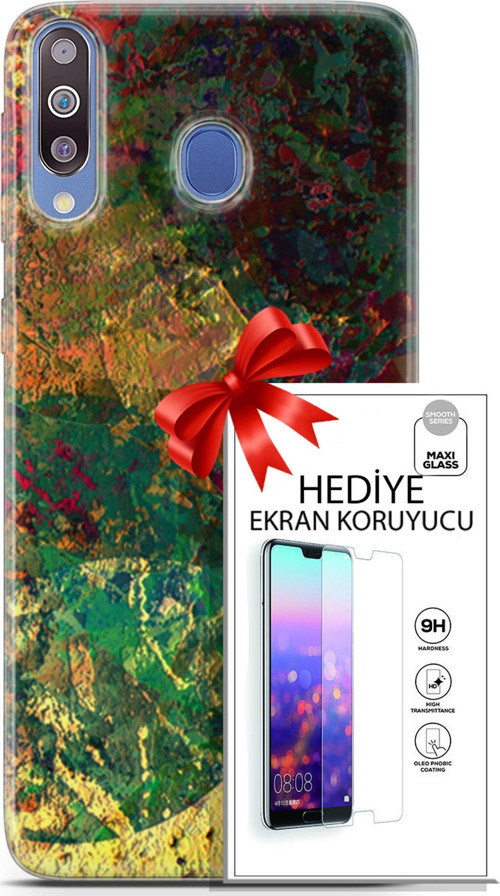 Samsung Galaxy M30 Kılıf Orijinal Seri Nature 26 Çok Renkli Soft Kapak + Ekran Koruyucu