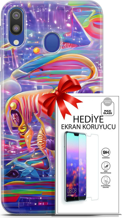 Samsung Galaxy M20 Kılıf Orijinal Seri Cyberpunk 11 4. Boyut 4K Baskılı Kılıf + Ekran Koruyucu Full