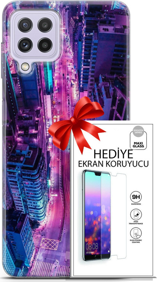 Samsung Galaxy M32 Kılıf Orijinal Seri Cyberpunk 22 Usa Kap + Ekran Koruyucu