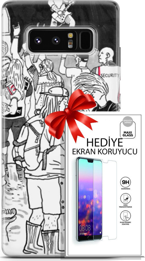 Samsung Galaxy Note 8 Kılıf Orijinal Seri Punky 17 Party Yumuşak Kılıf + Ekran Koruyucu