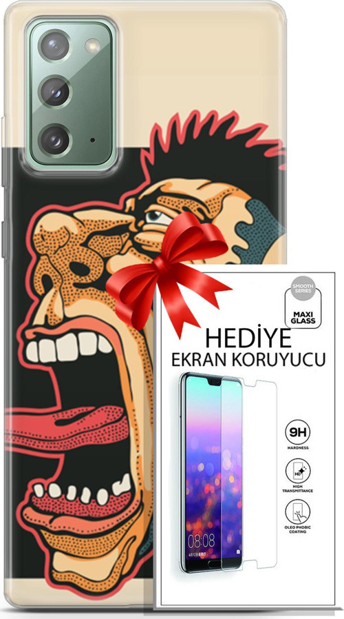 Samsung Galaxy Note 20 Kılıf Orijinal Seri Punky 11 Maymun 4K Baskılı Kılıf + Ekran Koruyucu Full Koruma