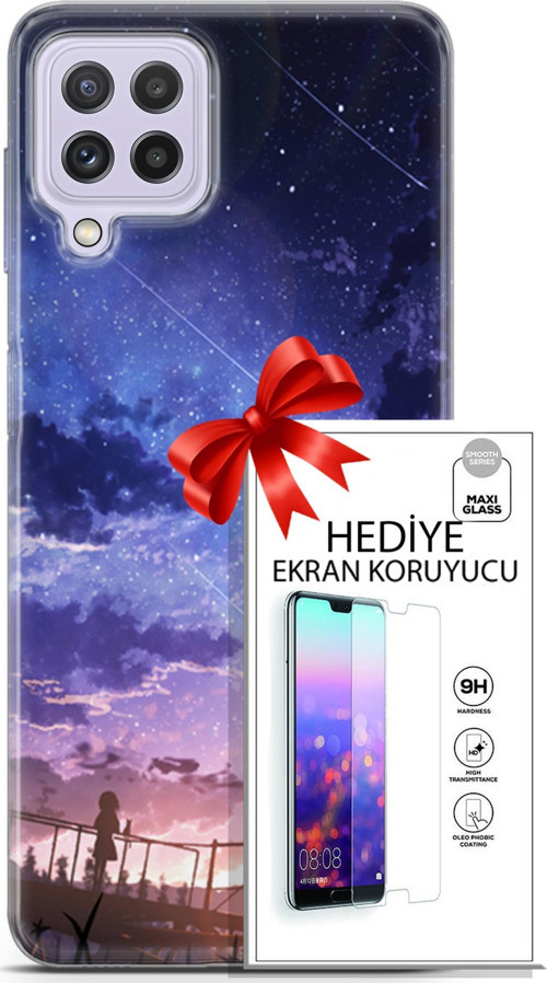 Samsung Galaxy M32 Kılıf Orijinal Seri Fantasy 09 Kayan Yıldızlar Uv Kılıf Ve Ekran Koruyucu
