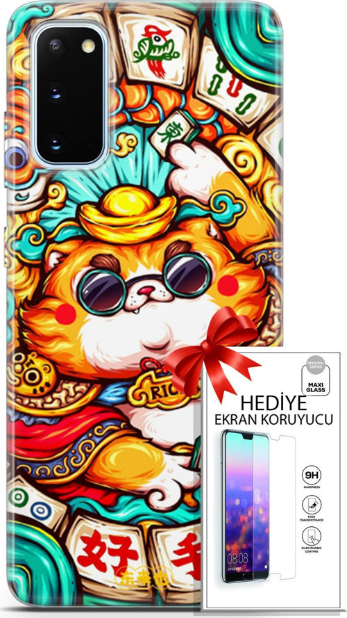 Samsung Galaxy S20 Kılıf Orijinal Seri Bounce 18 Skylar Smith Parlak Kılıf + Ekran Koruyucu Full Koruma