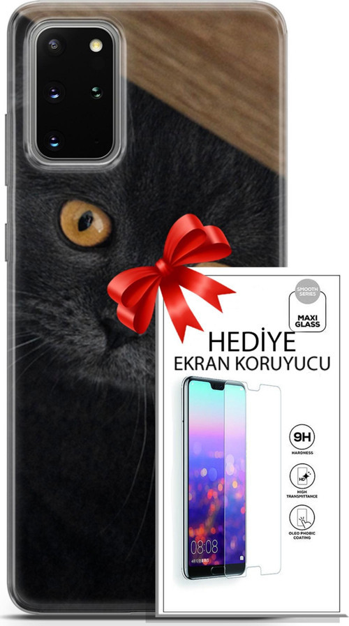 Samsung Galaxy S20 Plus Kılıf Orijinal Seri Scotish-British 03 Sarı Gözler Arka Kapak + Ekran Koruyucu