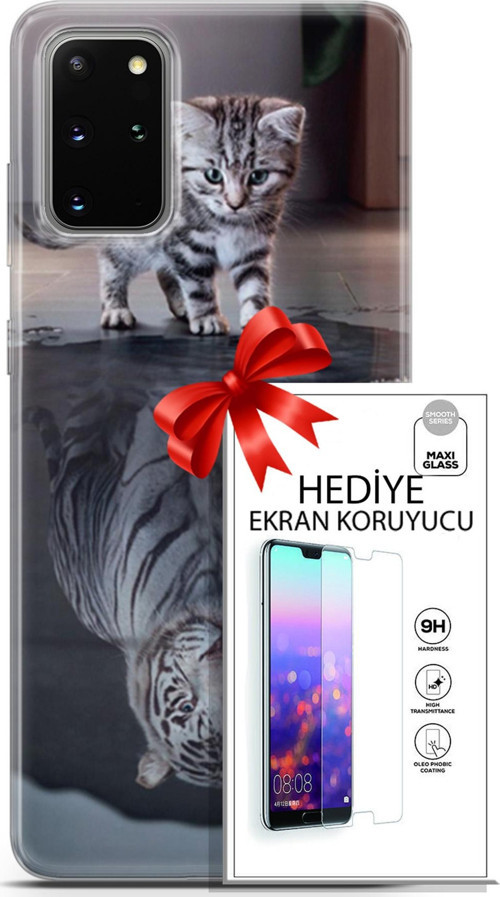 Samsung Galaxy S20 Plus Kılıf Orijinal Seri Scotish-British 15 Yavru British Kalın Silikon + Ekran Koruyucu