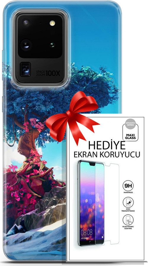 Samsung Galaxy S20 Ultra Kılıf Orijinal Seri Neo 04 Spiderman Silikon Kılıf + Ekran Koruyucu Full Koruma
