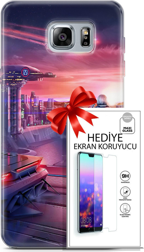 Samsung Galaxy Note 5 Kılıf Orijinal Seri Cyberpunk 13 Dünya Dışı Case Kapak Ekran Koruyucu