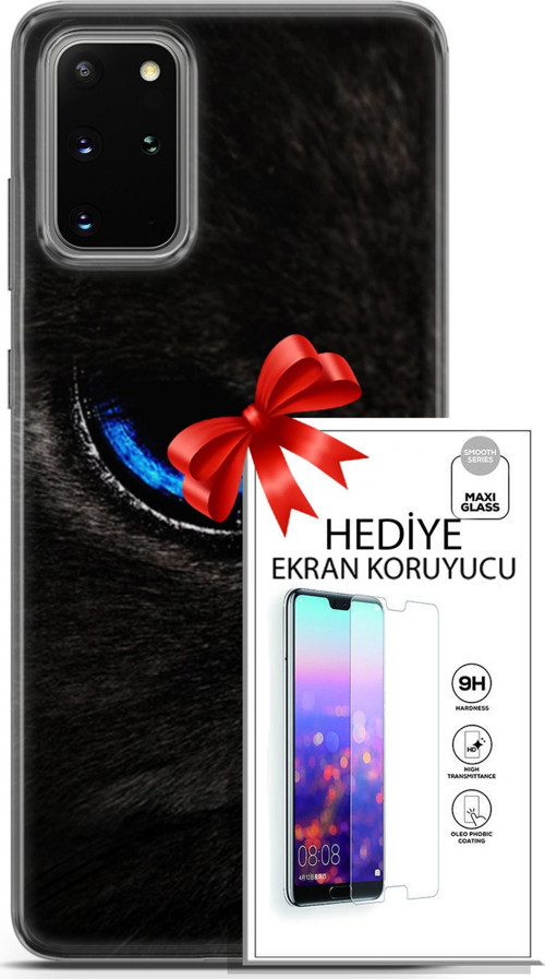 Samsung Galaxy S20 Plus Kılıf Orijinal Seri Scotish-British 25 Maine Coon Soyulmayan Kılıf + Ekran Koruyucu